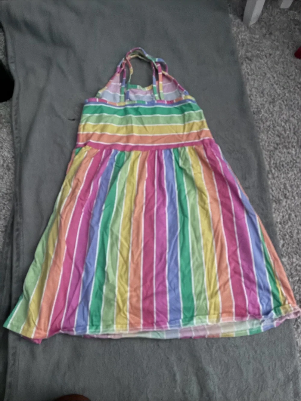 Bright Rainbow Stripe Halter Dress